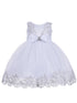Little Girls White Double Bow Embroidered Flower Girl Dress 2T-4T - SophiasStyle.com